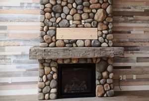 Gorgeous Round River Stone Fireplace