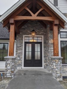 Front Door with Masonry and Cedar Beams